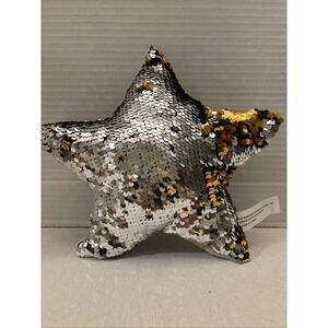STAR Plush Pillow Fun Movement Sequins 9 X 9" Decorative Pillow